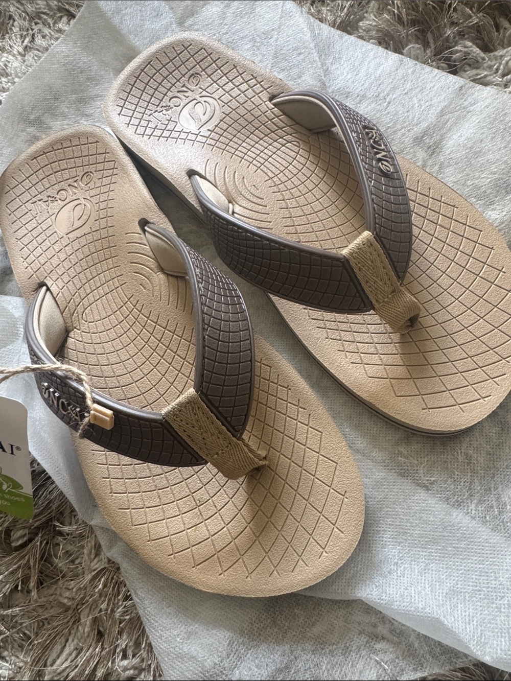 Comfort Flip Flops - Brown/Beige men Sandals size 9 original price 88
